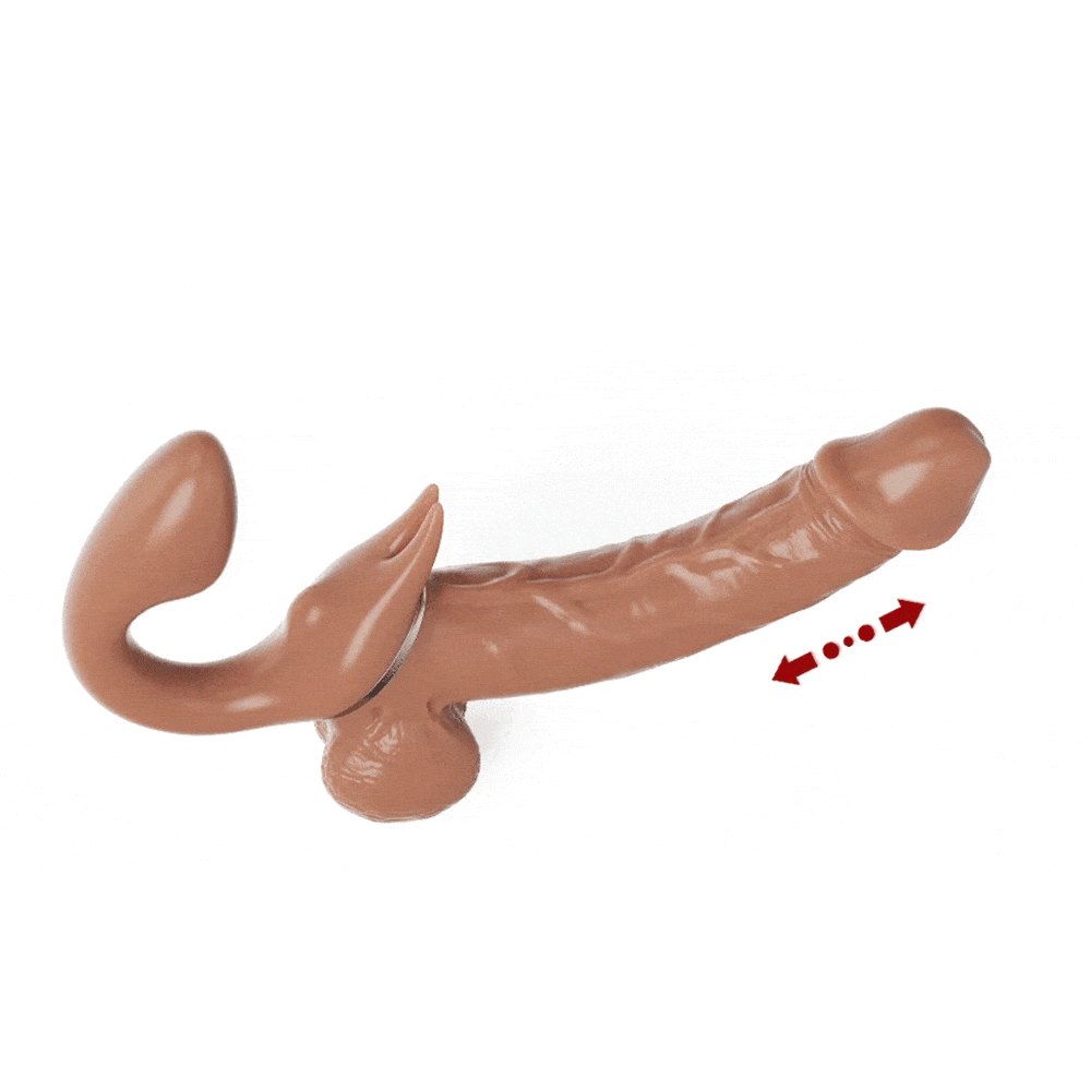 Brown realistic silicone rabbit vibrator, photo 3