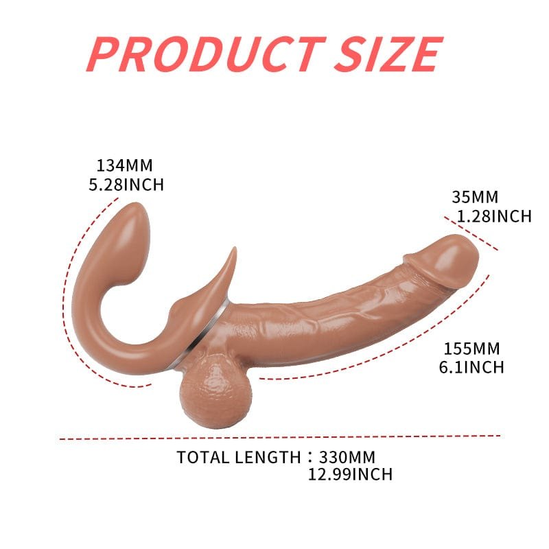 Brown realistic silicone rabbit vibrator, photo 5