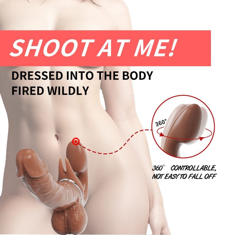 Brown realistic silicone rabbit vibrator, photo 6