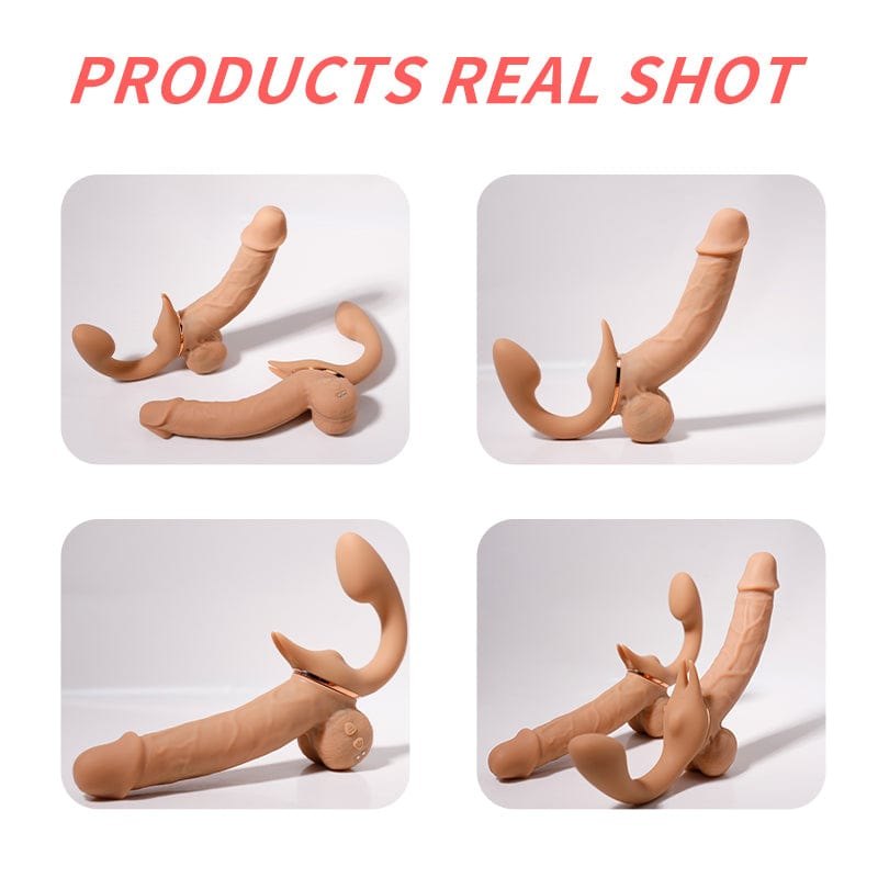 Brown realistic silicone rabbit vibrator, photo 8