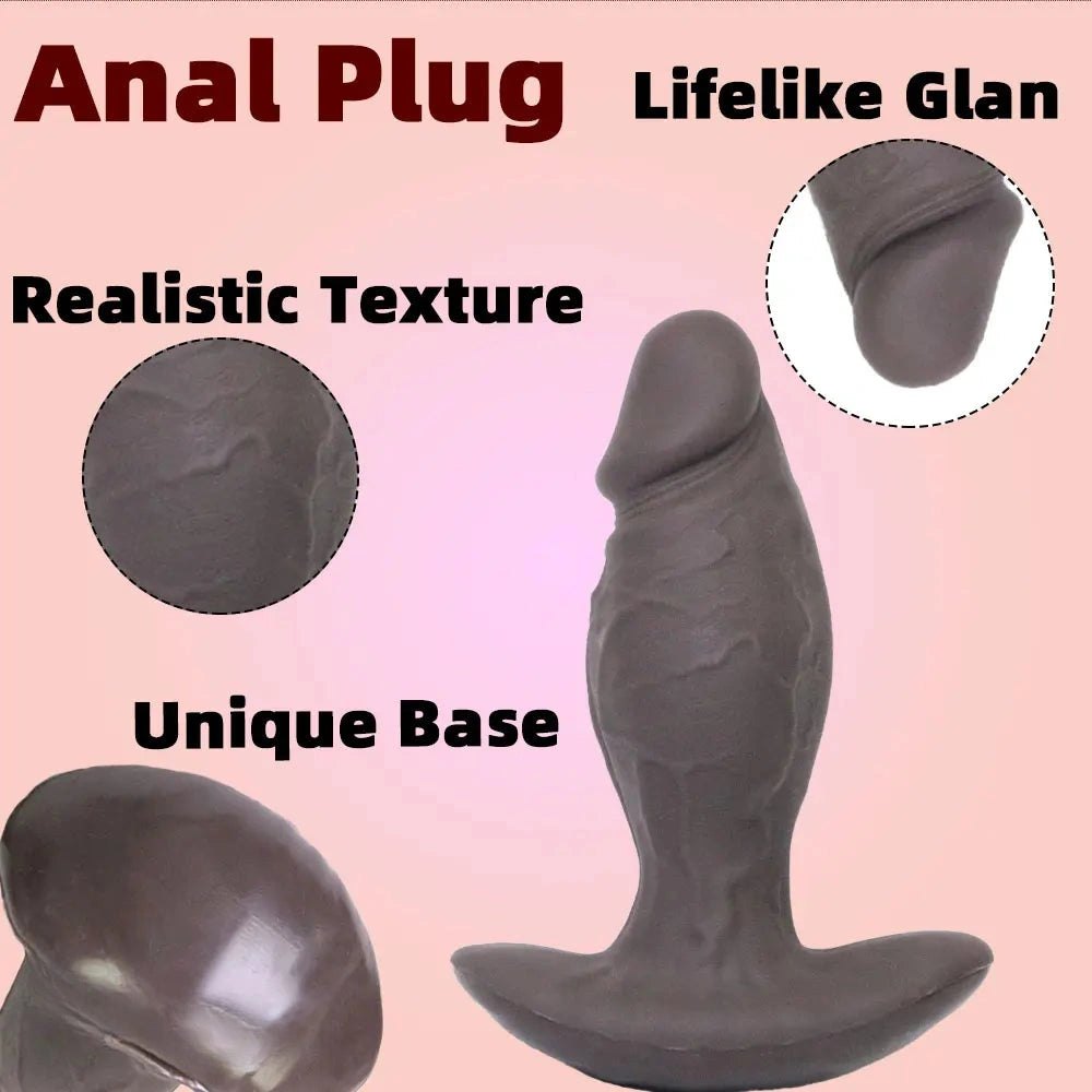 Coffee color realistic texture silicone anal plug, photo 1