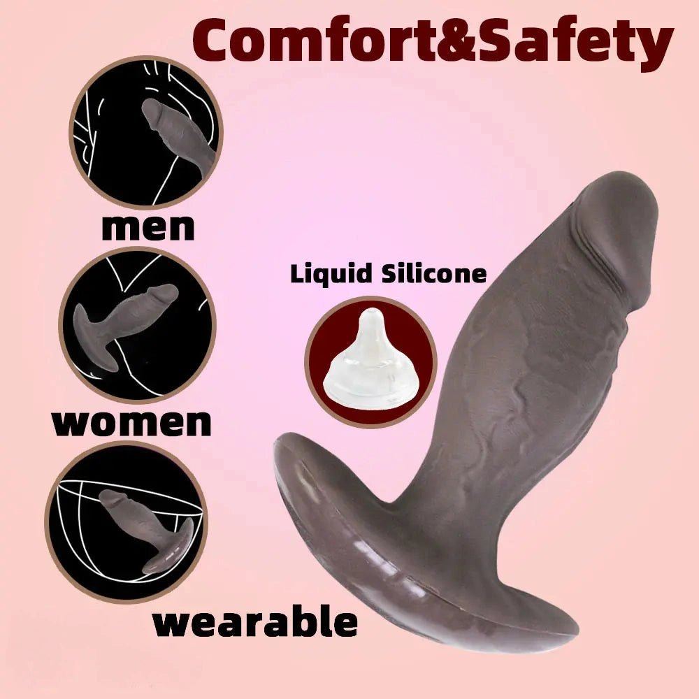 Coffee color realistic texture silicone anal plug, photo 3