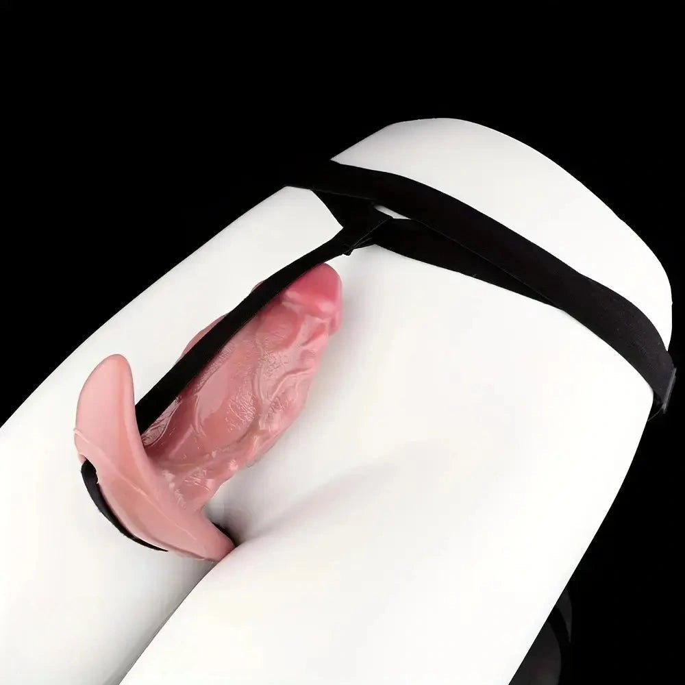Flesh textured strap on harness dildo, photo 11