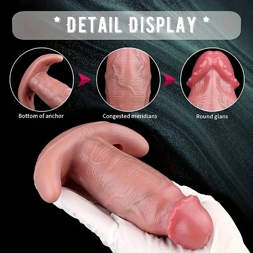 Flesh textured strap on harness dildo, photo 14