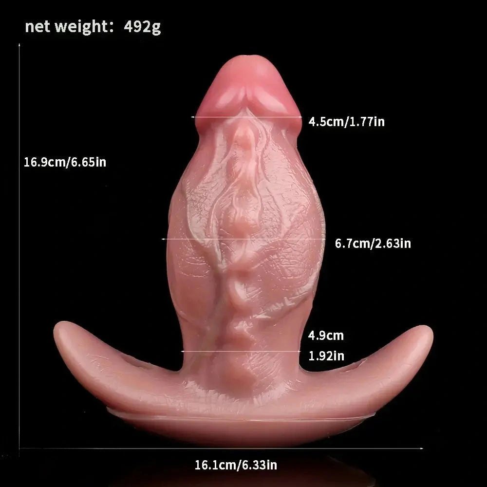 Flesh textured strap on harness dildo, photo 8