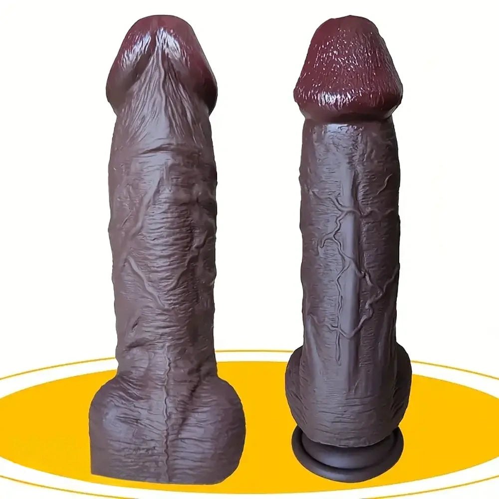 Coffee brown realistic silicone dildo, photo 2