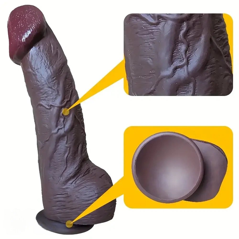 Coffee brown realistic silicone dildo, photo 5