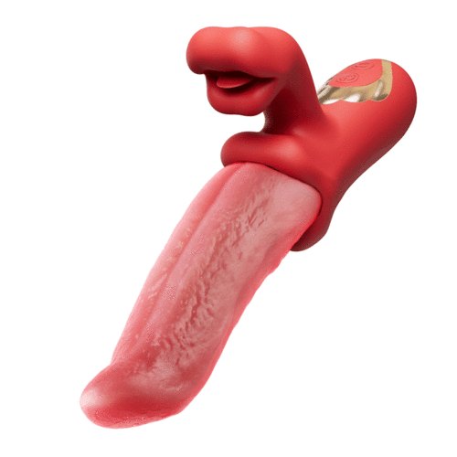 Red realistic tongue clit vibrator, photo 1