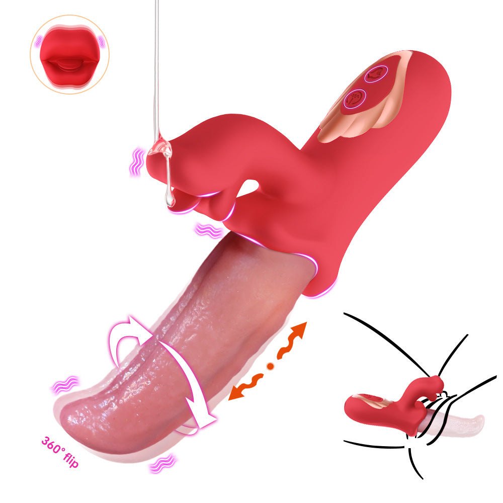 Red realistic tongue clit vibrator, photo 7