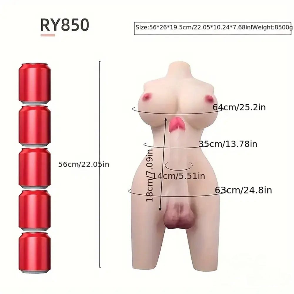 Flesh realistic silicone torso doll with phallus