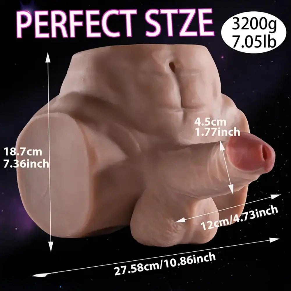 Flesh silicone torso masturbator with dildo, photo 3