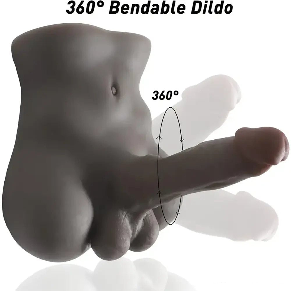 Ebony silicone torso with dildo, photo 3
