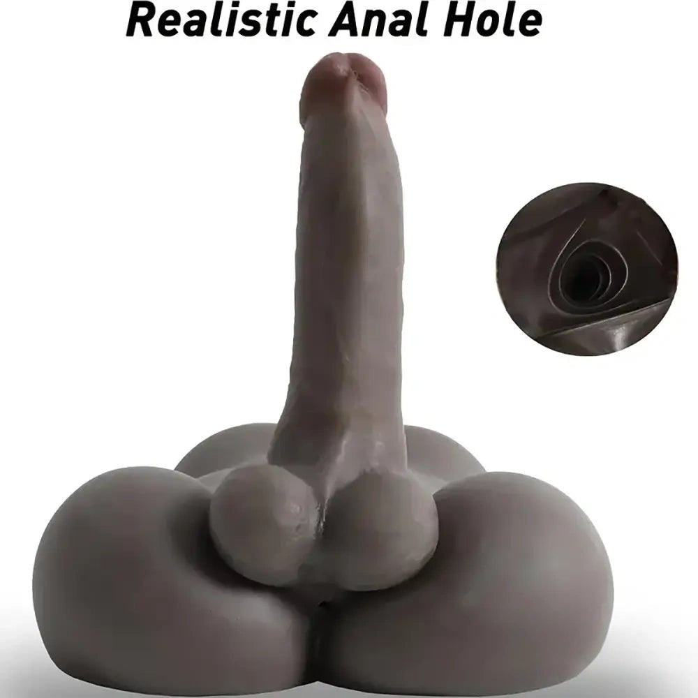 Ebony silicone torso with dildo, photo 4