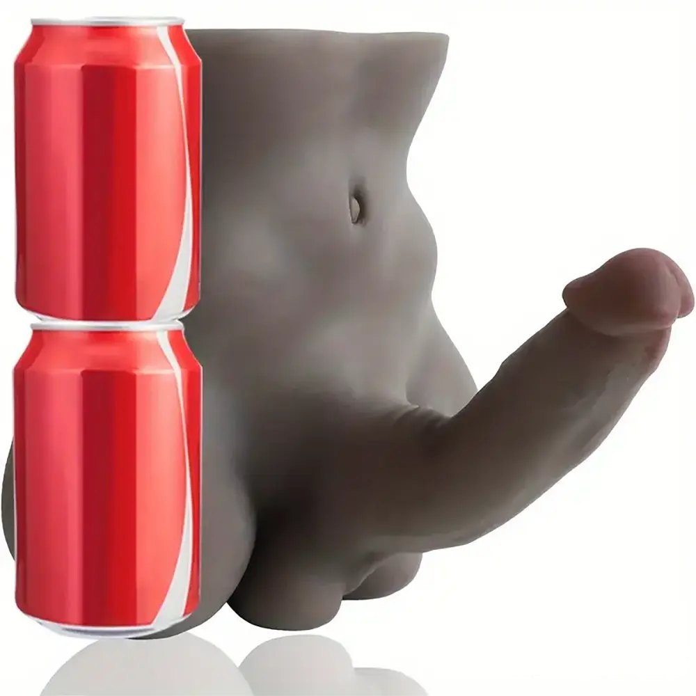 Ebony silicone torso with dildo, photo 5