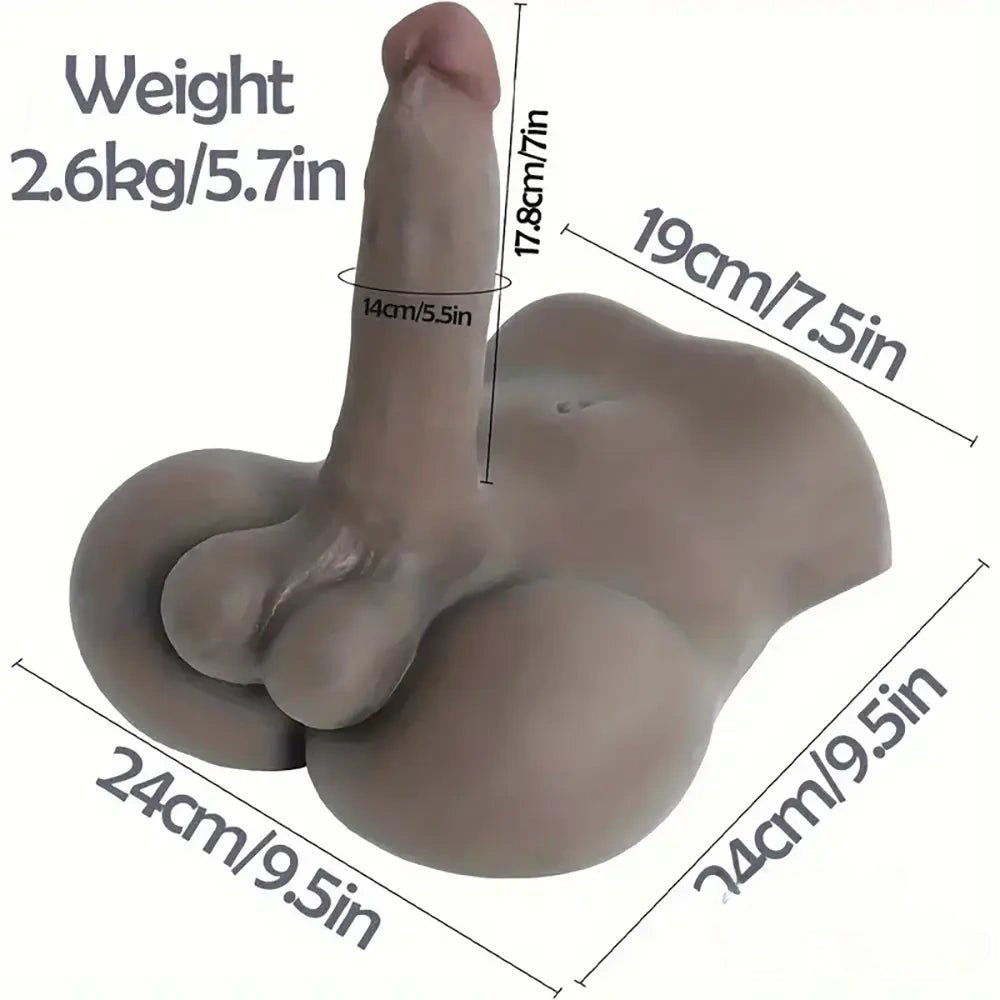 Ebony silicone torso with dildo, photo 7