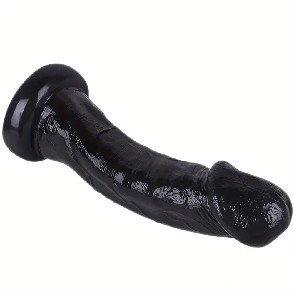 Black veined PVC realistic dildo, photo 2