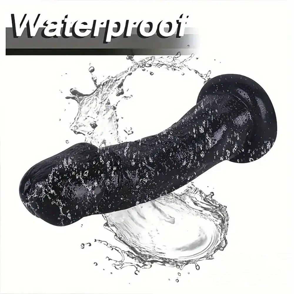 Black veined PVC realistic dildo, photo 3