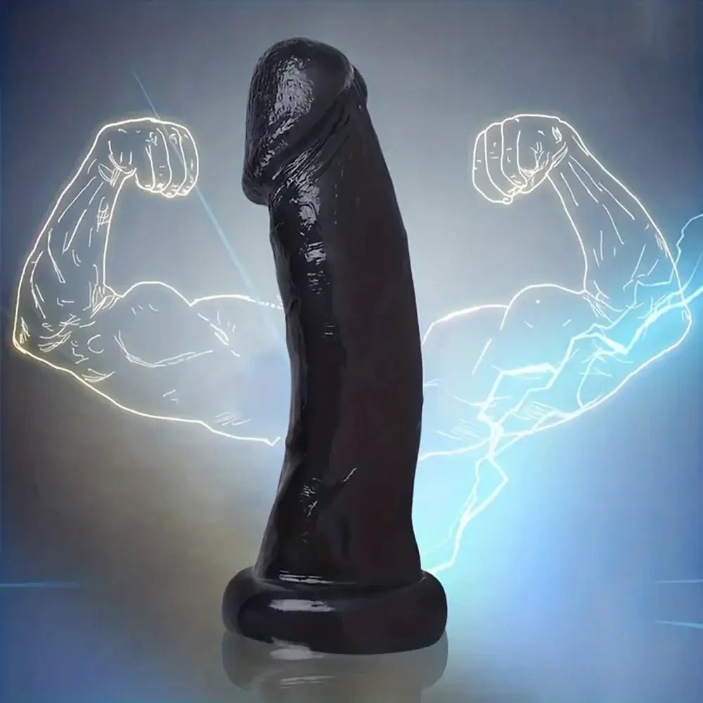 Black veined PVC realistic dildo, photo 4