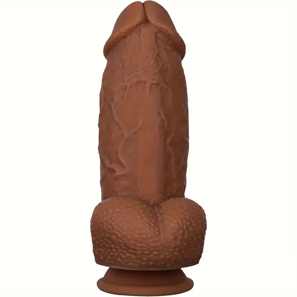 Brown realistic veined dildo with suction cup base