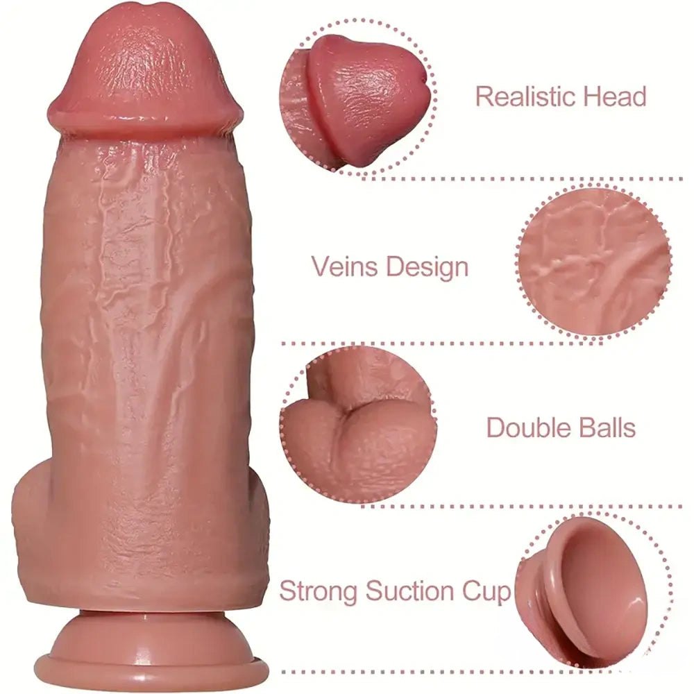 Realistic veined dildo with suction cup base, photo 2