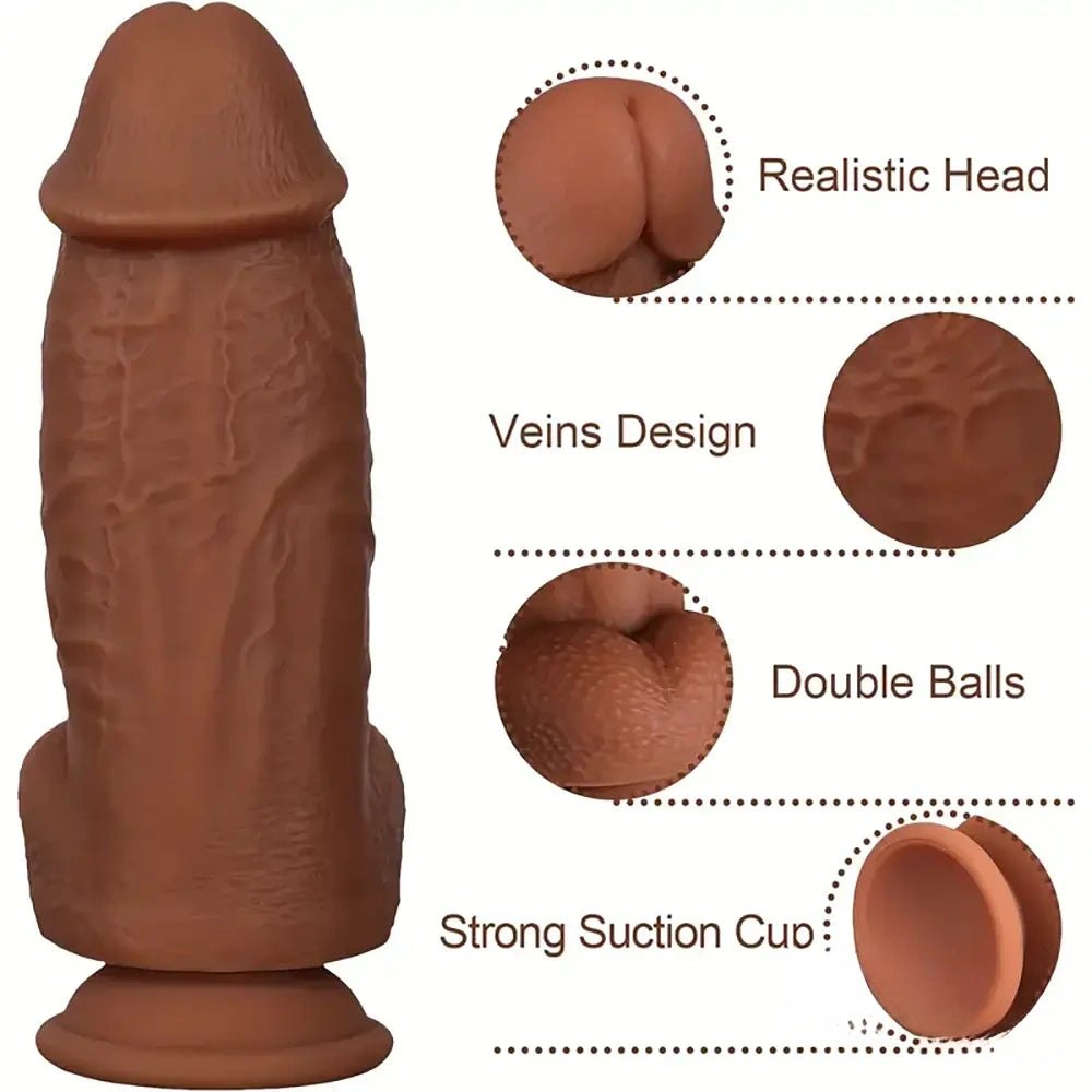 Realistic veined dildo with suction cup base, photo 4