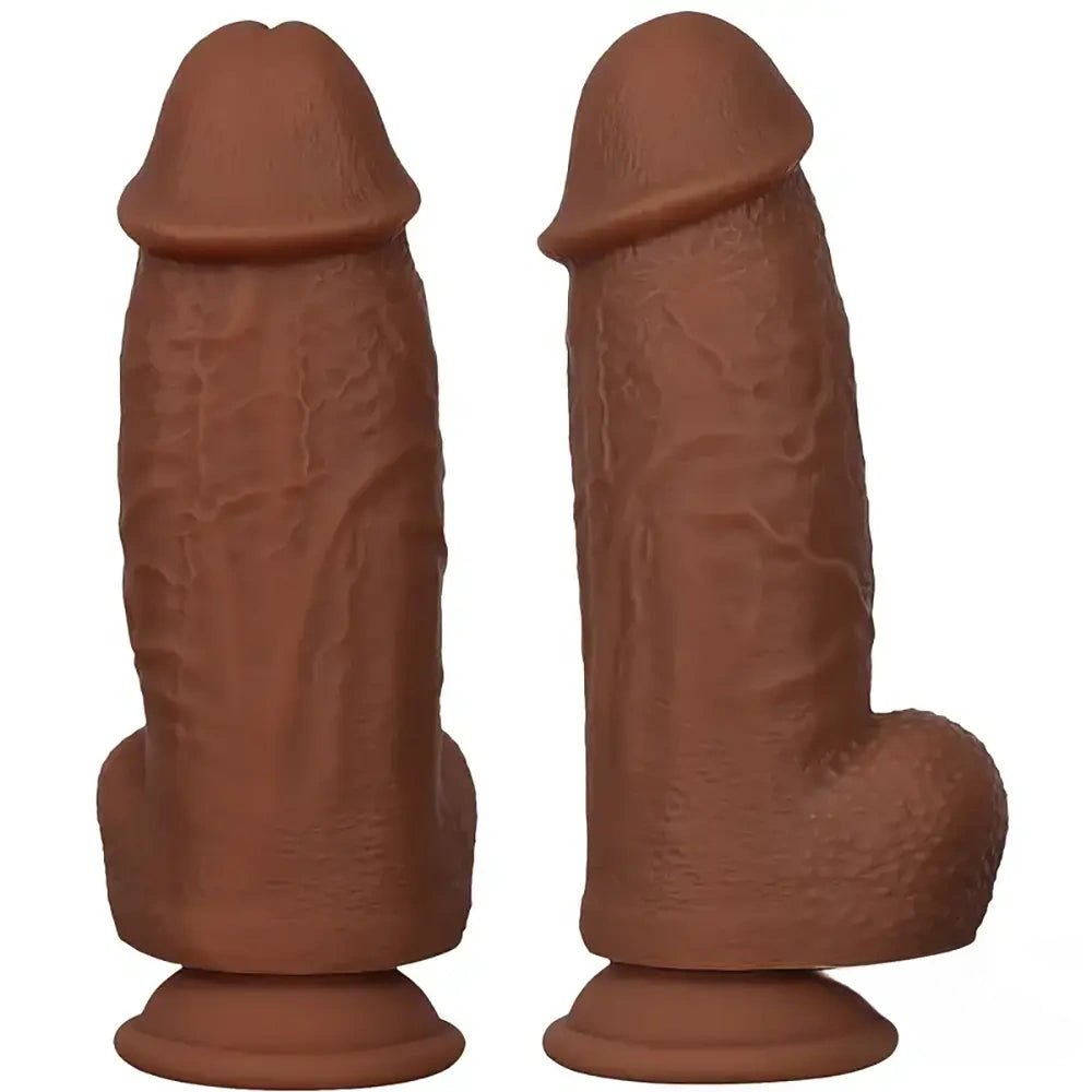 Realistic veined dildo with suction cup base, photo 5