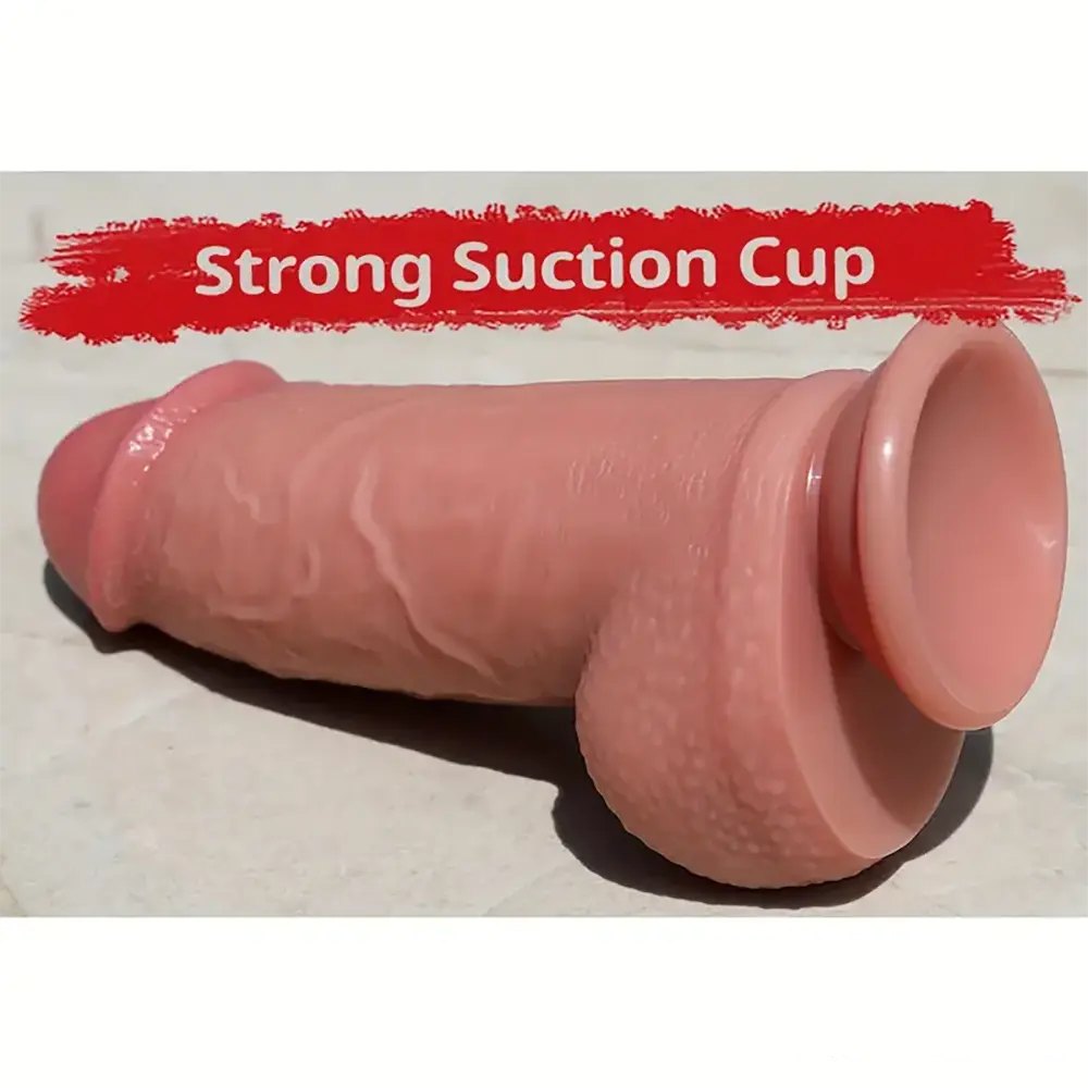 Realistic veined dildo with suction cup base, photo 6