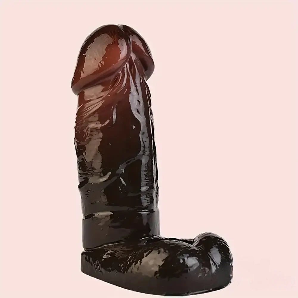 Ebony realistic veined silicone dildo