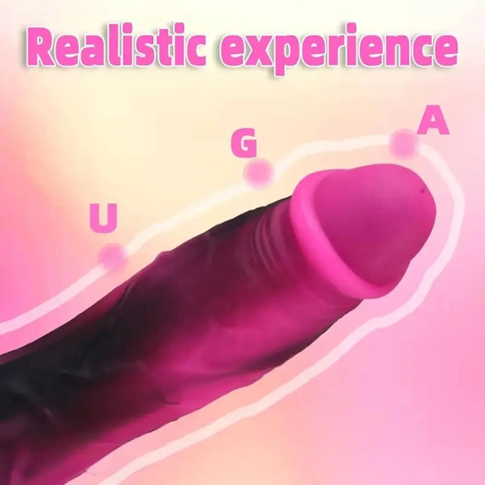 Pink and black marbled silicone realistic dildo with suction cup base, photo 4