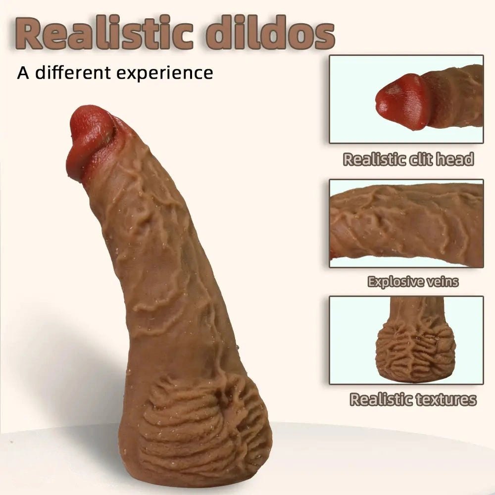 Brown realistic veined silicone dildo, photo 1