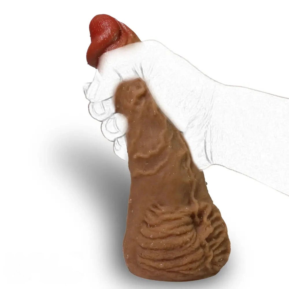 Brown realistic veined silicone dildo, photo 3