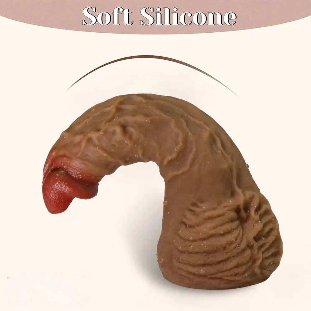 Brown realistic veined silicone dildo, photo 5