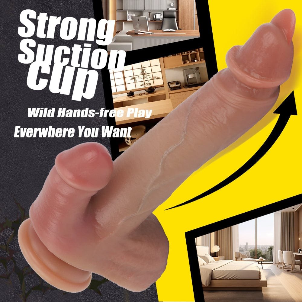 Flesh-tone realistic vibrating silicone dildo, photo 9