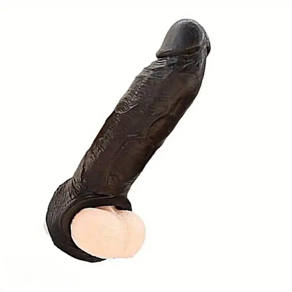 Black textured PVC wearable penis sleeve, photo 1