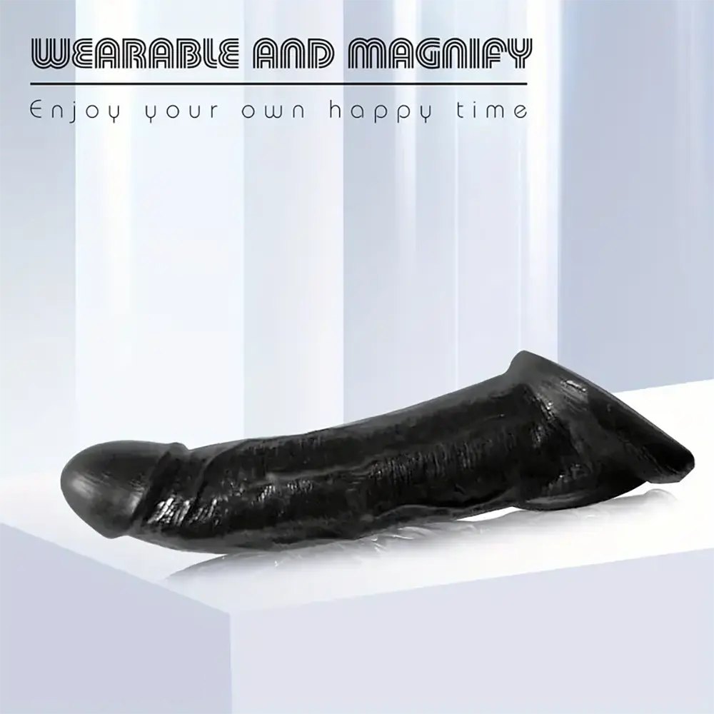 Black textured PVC wearable penis sleeve, photo 2