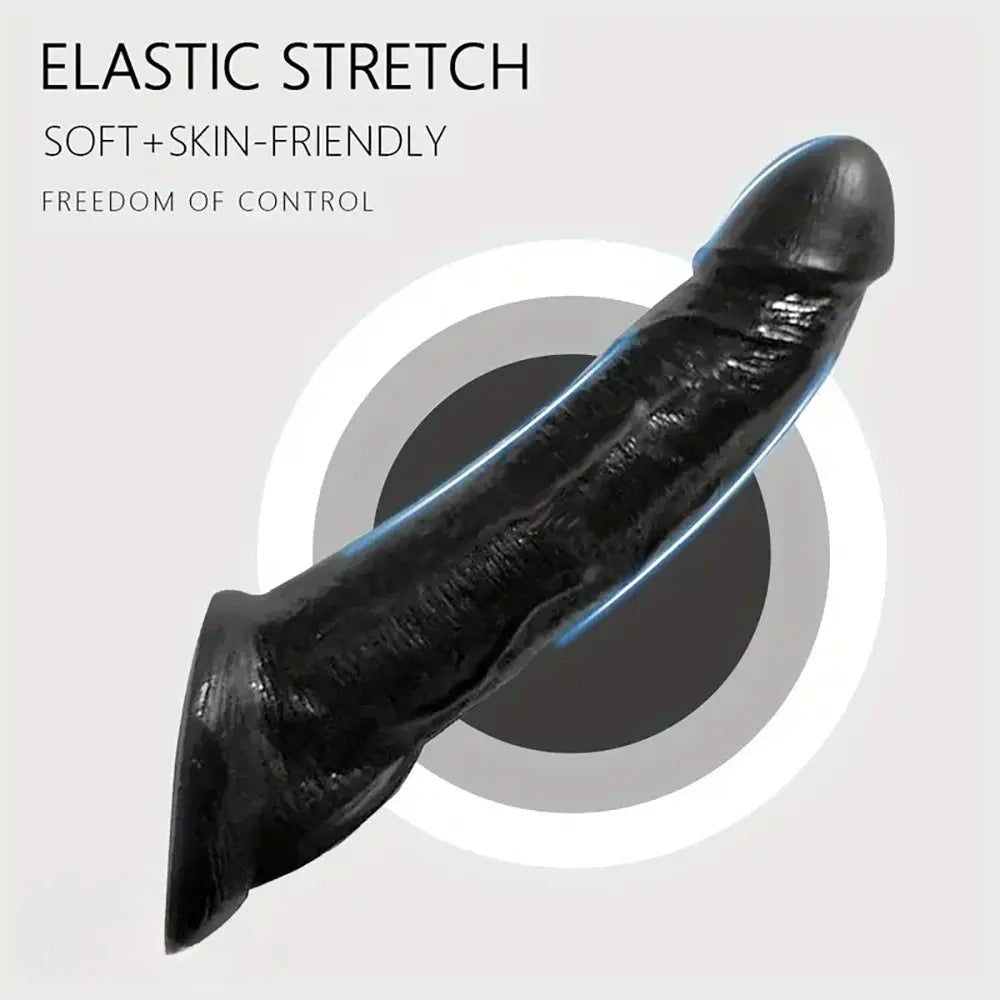 Black textured PVC wearable penis sleeve, photo 3
