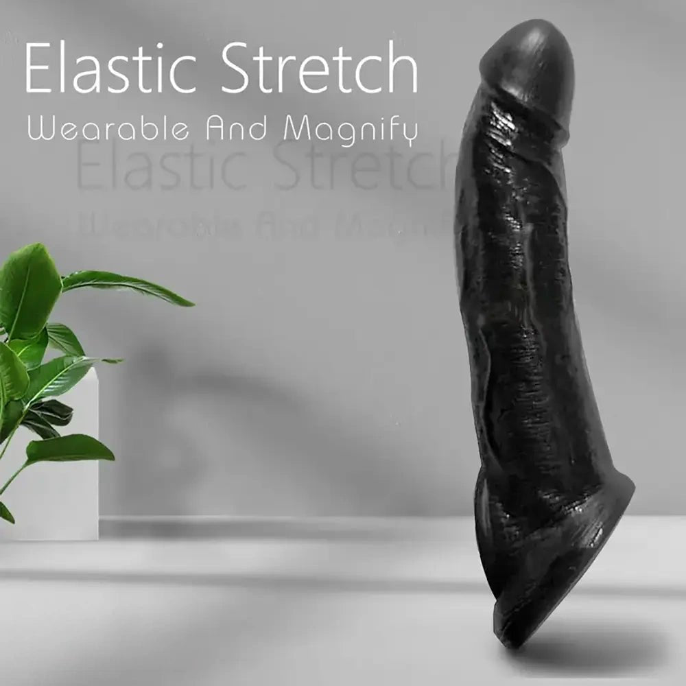 Black textured PVC wearable penis sleeve, photo 4