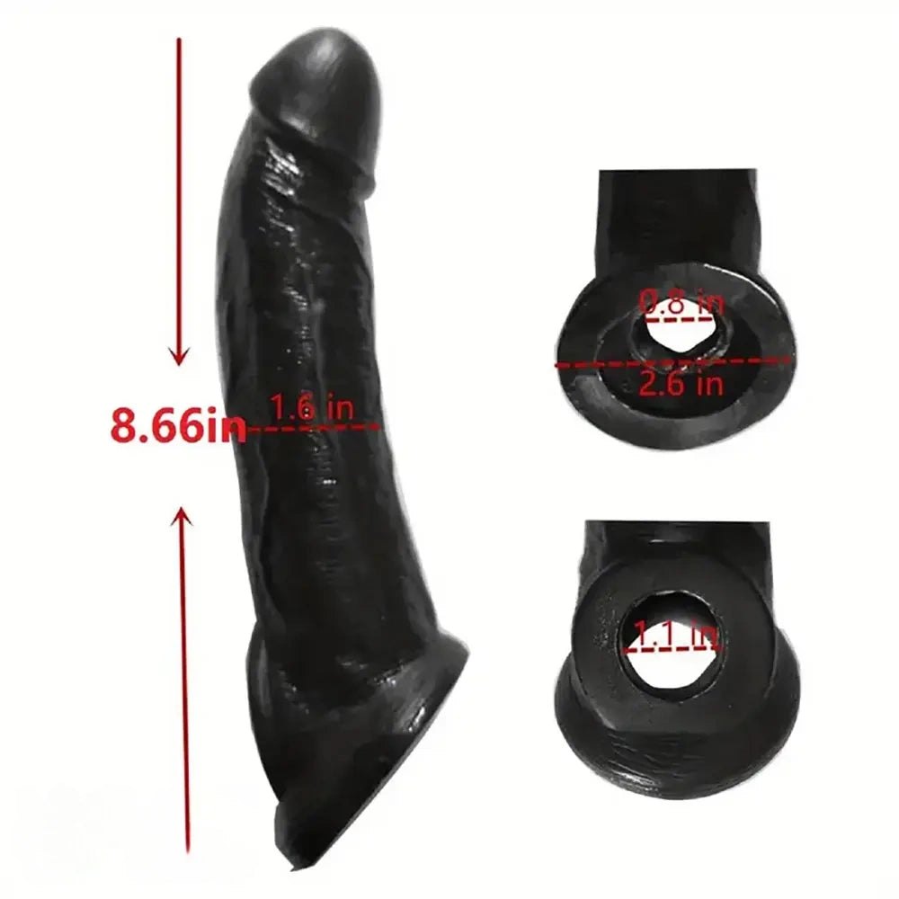 Black textured PVC wearable penis sleeve, photo 5