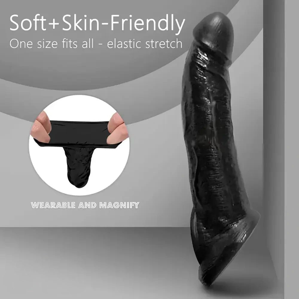 Black textured PVC wearable penis sleeve, photo 6