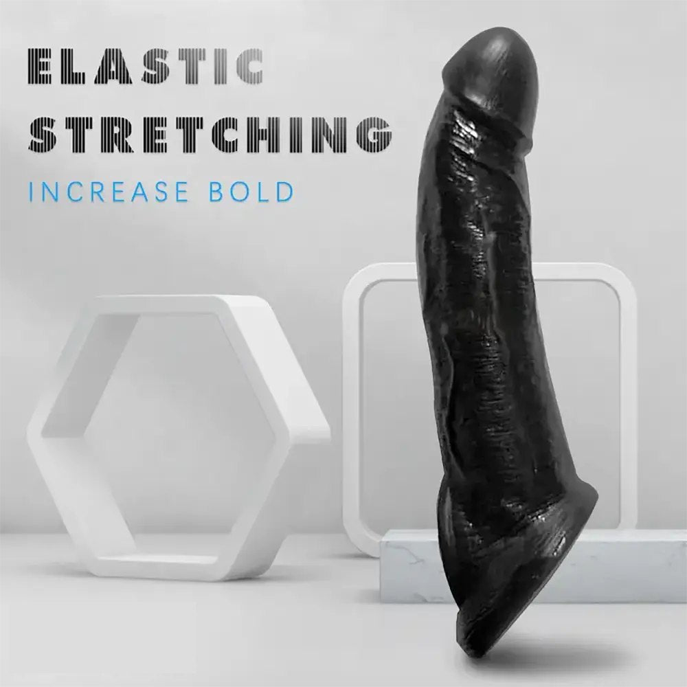 Black textured PVC wearable penis sleeve, photo 7