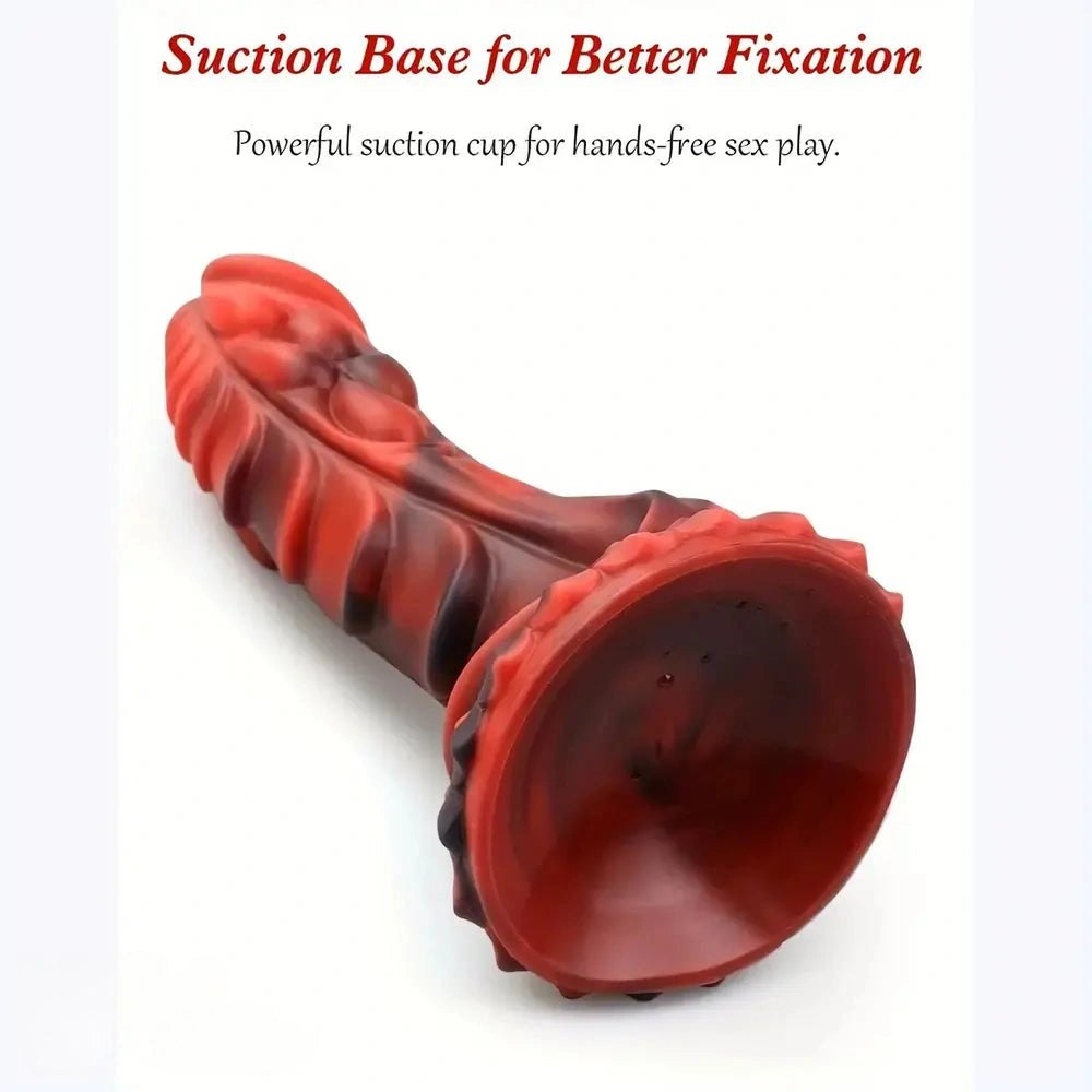 Red black dragon scale fantasy silicone dildo, photo 10