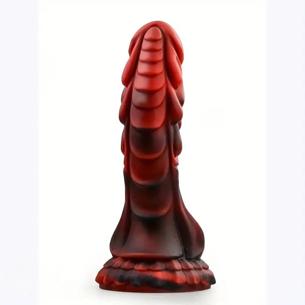 Red black dragon scale fantasy silicone dildo, photo 2