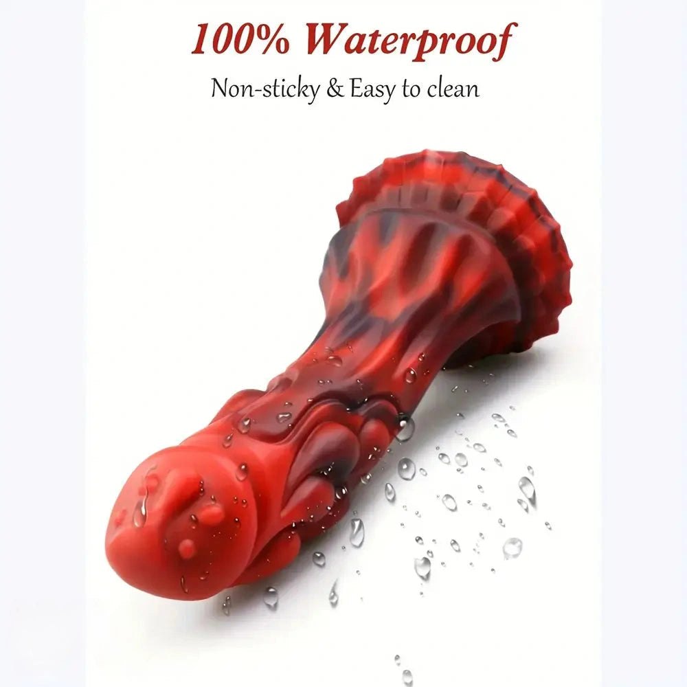 Red black dragon scale fantasy silicone dildo, photo 6