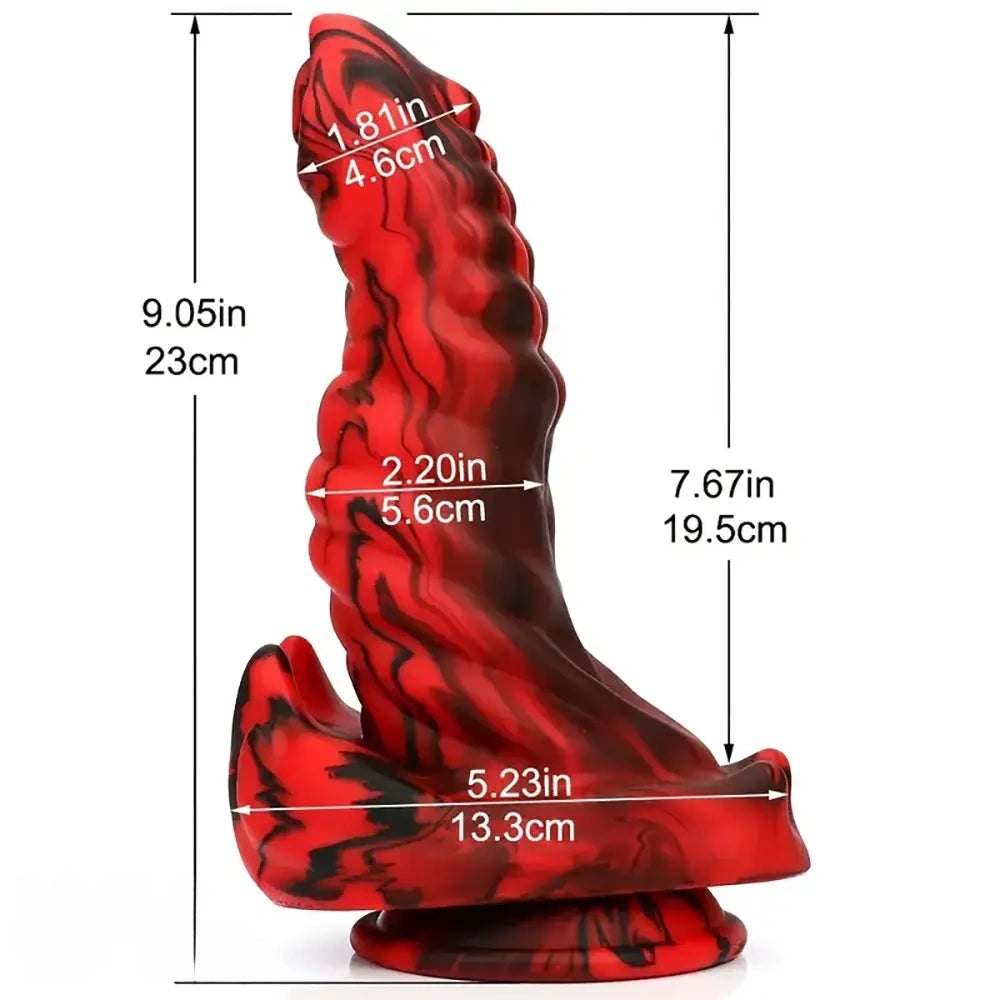 Red and black silicone fantasy monster dildo, photo 3