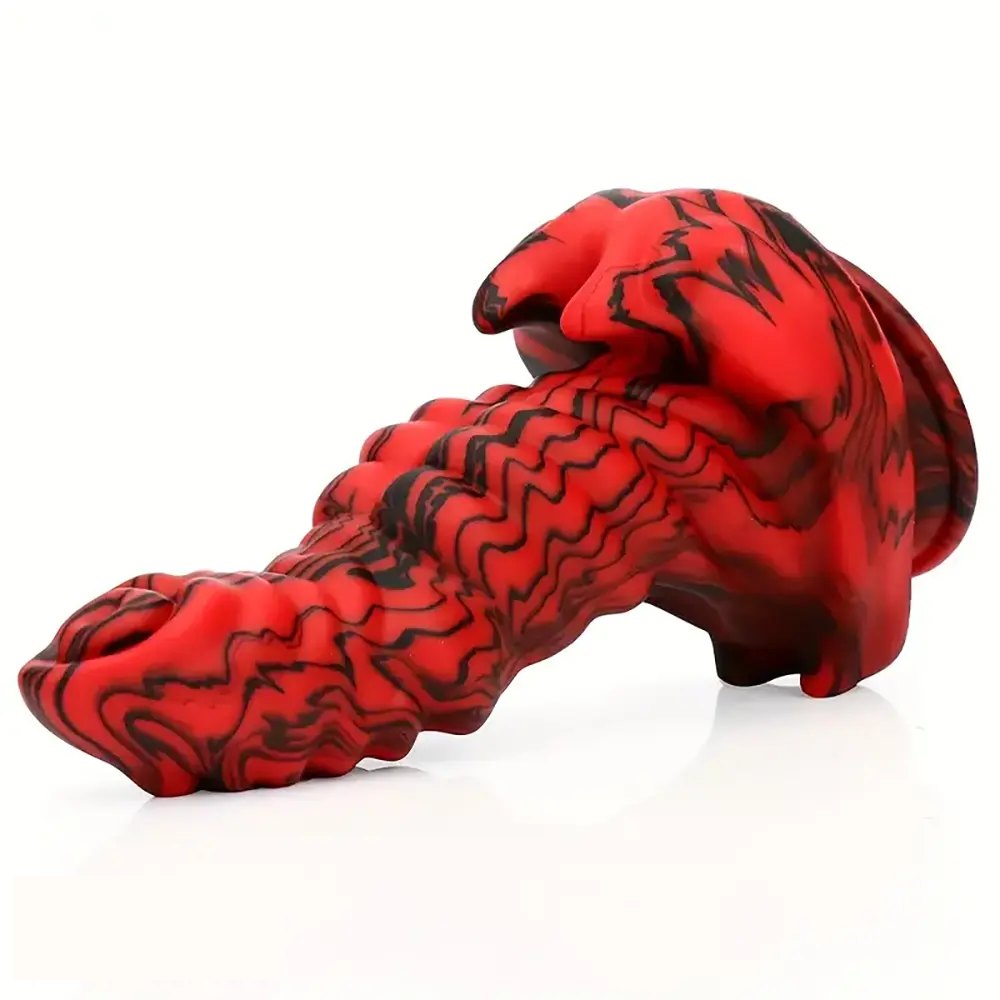 Red and black silicone fantasy monster dildo, photo 5