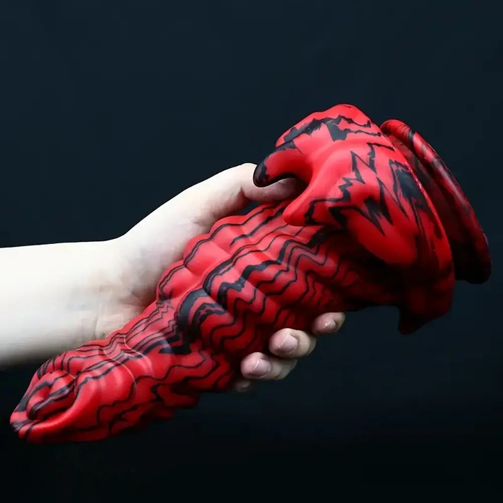 Red and black silicone fantasy monster dildo, photo 6