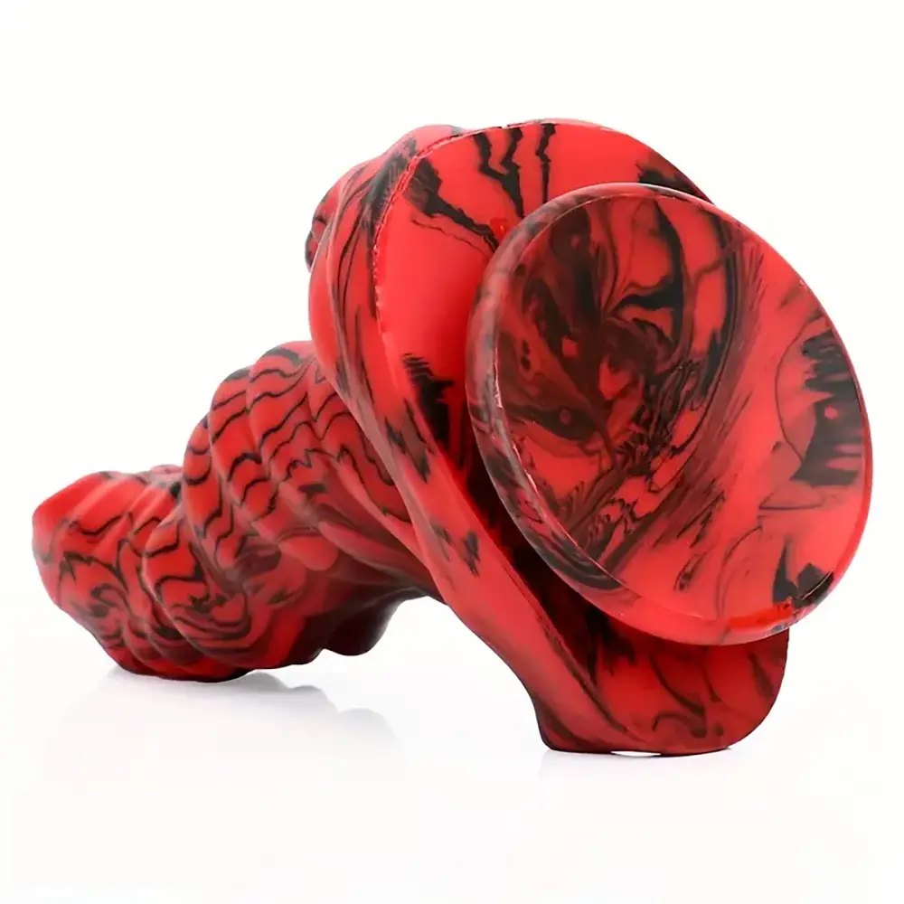 Red and black silicone fantasy monster dildo, photo 8