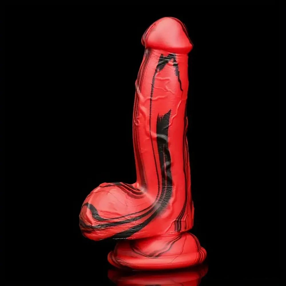 Red and black colorful suction cup dildo, photo 2