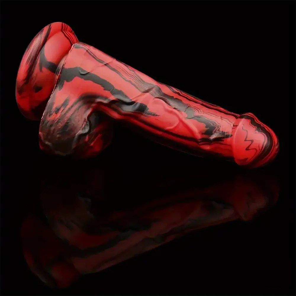 Red and black colorful suction cup dildo, photo 4
