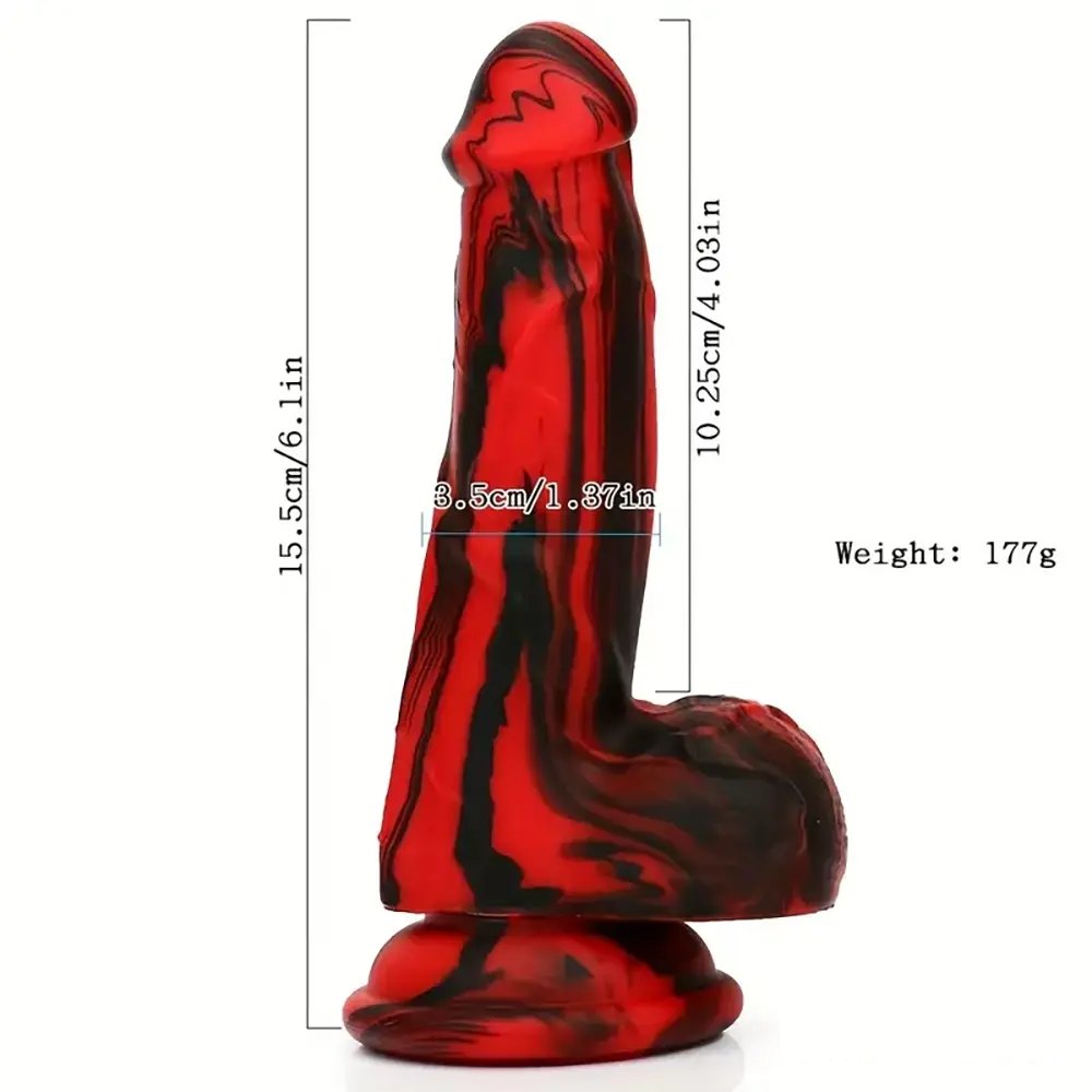 Red and black colorful suction cup dildo, photo 6